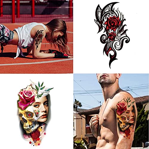 MAYCREATE® 42 Sheets Tattoo Sticker for Men Eagle Temporary Tattoos Skull Variety Assorted for Body Art Waterproof Women 126 PCS MAYCREATE® 42 Sheets Tattoo Sticker for Men Eagle Temporary Tattoos Skull Variety Assorted for Body Art Waterproof Women 126 PCS